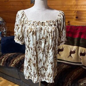 Bob Mackie Cream and Brown Blouse